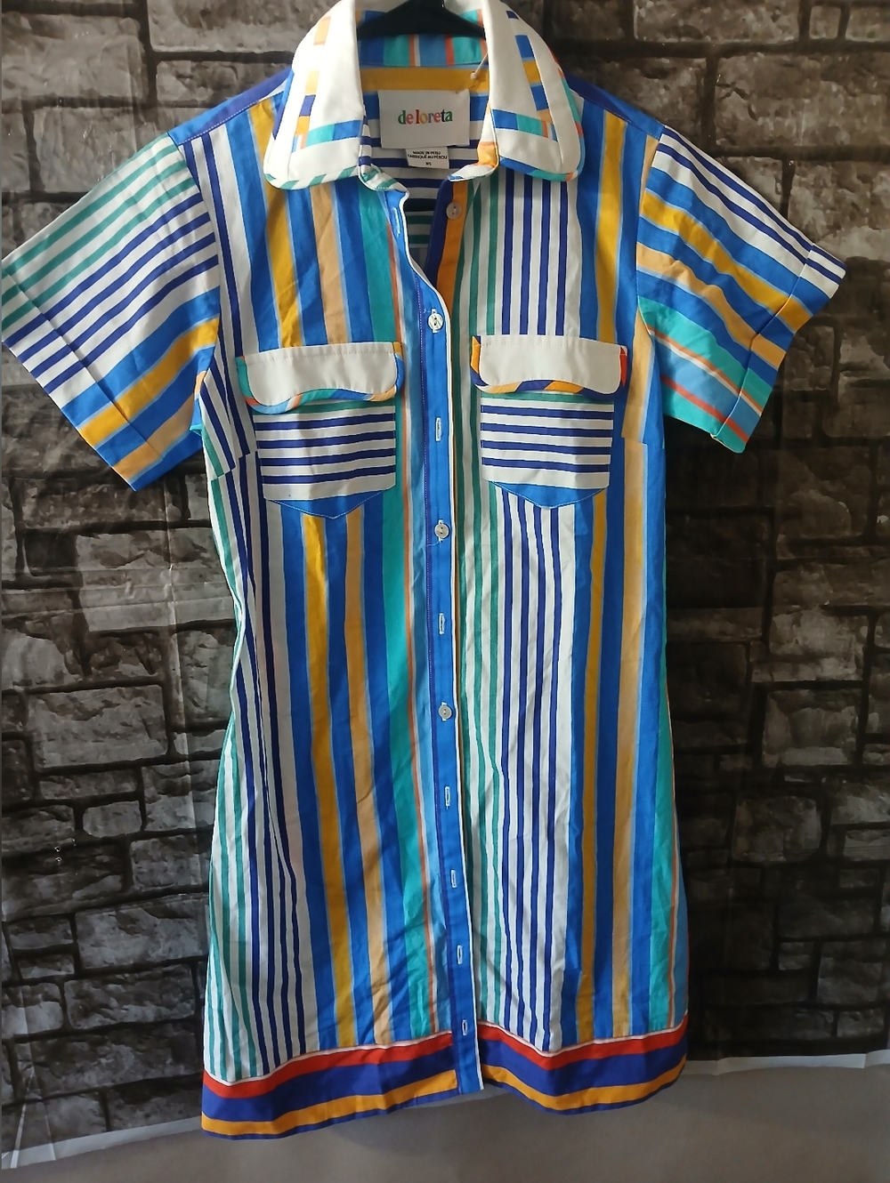 Deloreta Multicolor Striped Button-Down Women's Shirt Dress